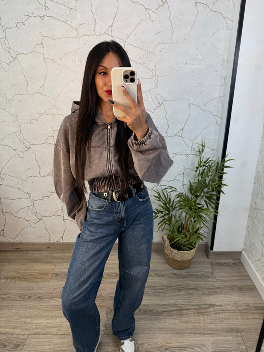 SUDADERA LAVADA CHOCOLATE