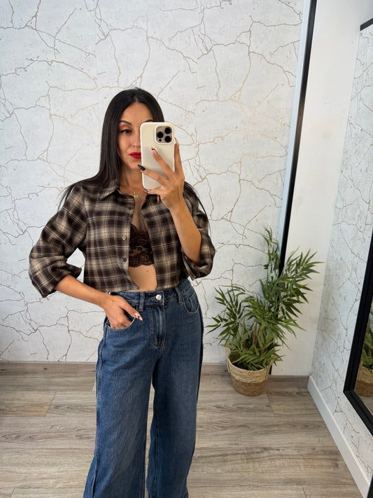 CAMISA CROP MARRON