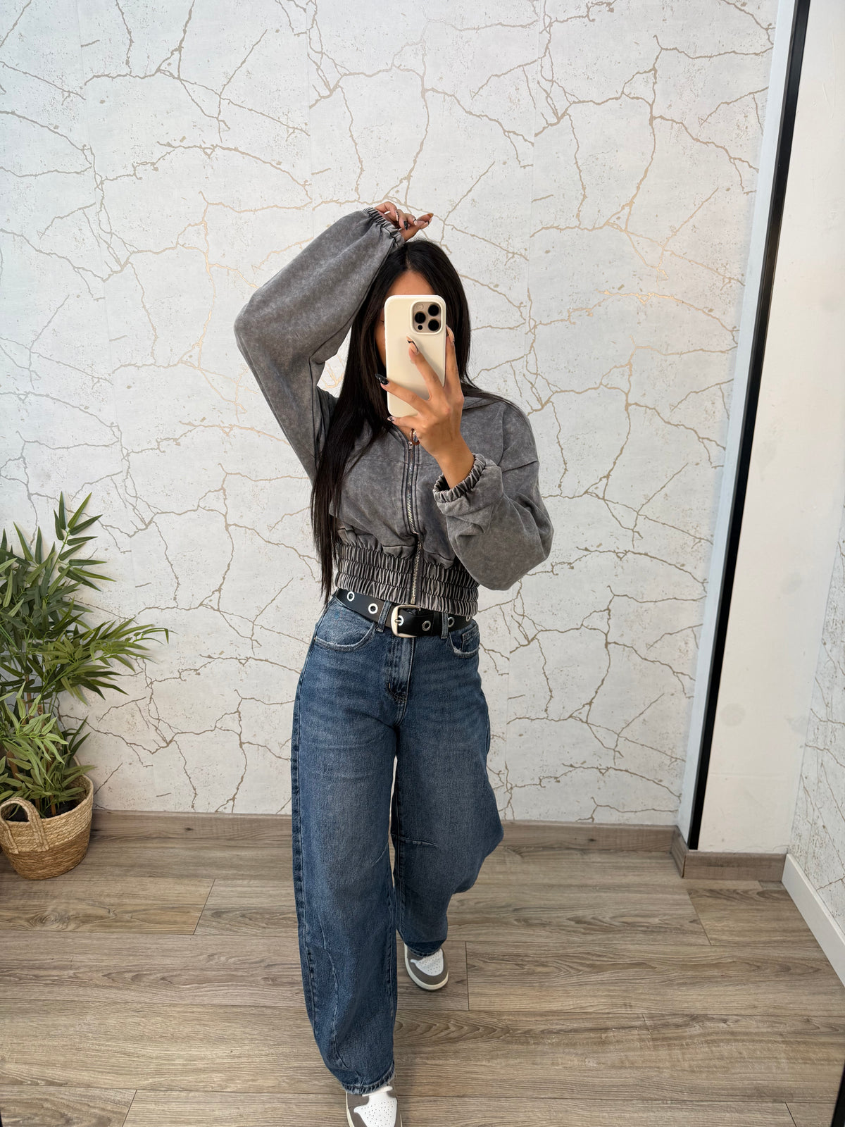 SUDADERA LAVADA GRIS