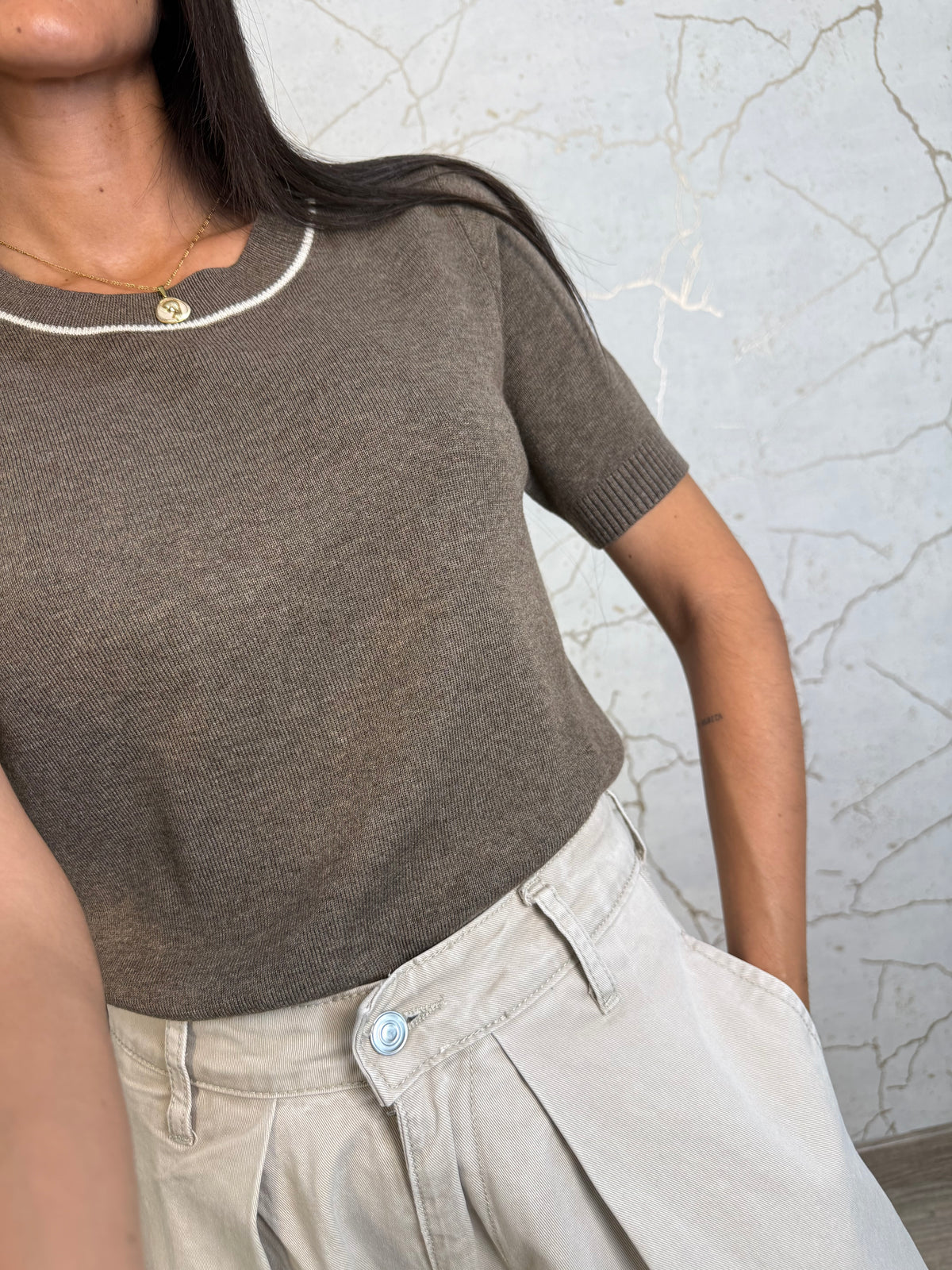 JERSEY MANGA CORTA TAUPE