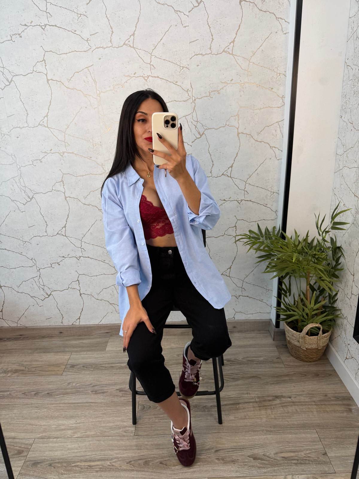 CAMISA MISS BASIC CELESTE
