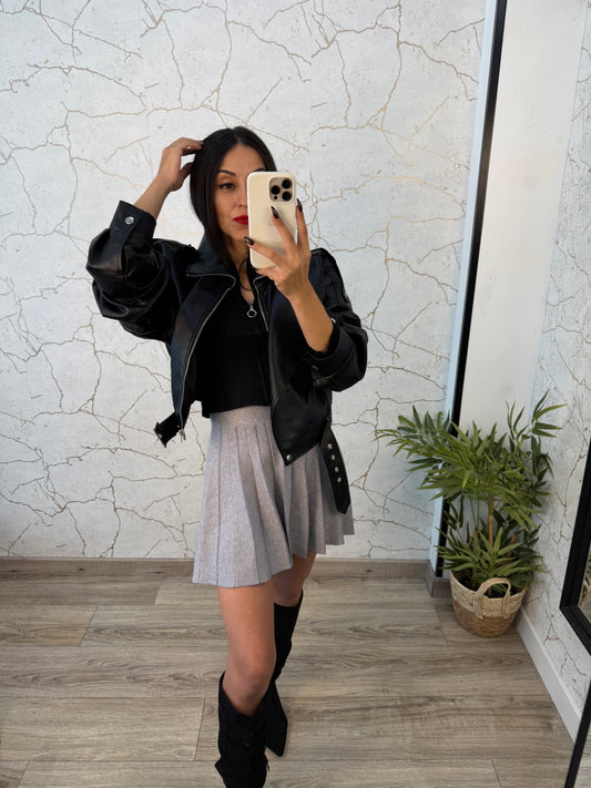 FALDA PUNTO MIRA GRIS