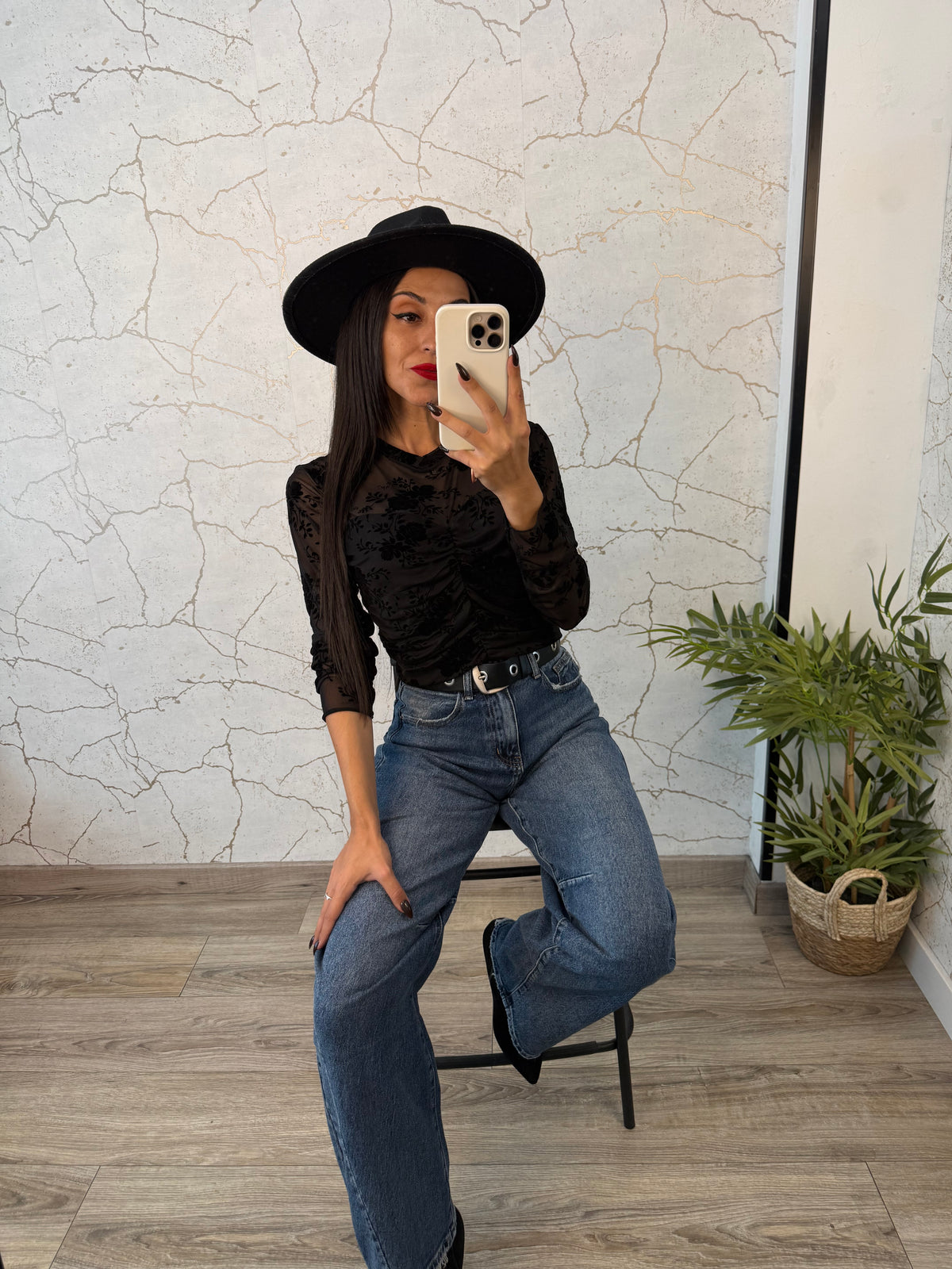 TOP VELVET NEGRO