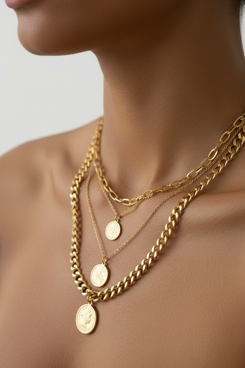 Collares en capas en cuello