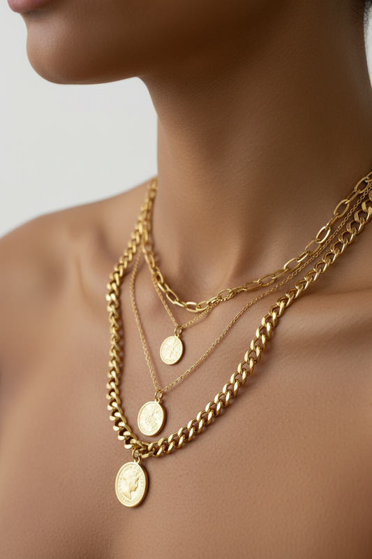 Collares en capas en cuello
